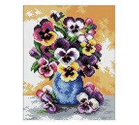 Ladybird Stickset Vase of Pansies, Kreuzstich-Set ca. 17 x 22 cm, Komplett-Set für ein eckiges Stickbild, handwerkliches Hobby für Erwachsene und Kinder ab 8 Jahren