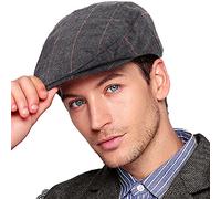 LADYBRO Herren Ivy Gatsby Newsboy Cap - Klassische Wollmischung Tweed Flat Cap Cabbie Hat Herren, 001 Plaid Schwarz, XL/XXL