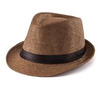 LADYBRO XL Sommer Strohhut für Herren Trilby-Hut für Strand, Reisen, Panama-Hüte 1920er Kurze Krempe 60cm