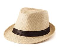 LADYBRO XL Sommer Strohhut für Herren Trilby-Hut für Strand, Reisen, Panama-Hüte 1920er Kurze Krempe 60cm