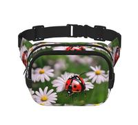 Ladybug Gürteltasche mit Gänseblümchen-Aufdruck, mit verstellbarem Riemen, quadratisch, doppellagig, Unisex, überall