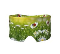 Ladybug Schlafmaske mit Gänseblümchen-Aufdruck, weiche Augenabdeckung, schalldicht, Ohrenschützer, Stirnband für Reisen, Nickerchen
