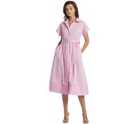 Ladyful Women Casual Button Down Shirt Dress Short Wing Sleeve Buiness Midi Shirt Dress with Belt Elegant Dress