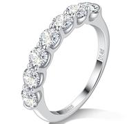 Ladylike U-Prong Moissanit-Ehering für Damen, 925er-Sterlingsilber, halbe Ewigkeit, 1,4 Karat, künstlicher Diamant, stapelbar, Jubiläumsring für Sie, 4-11, Edelstein, Moissanit