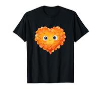 Lächelndes Flauschiges orangefarbenes Herz, süße Kawaii Love T-Shirt