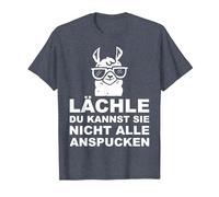 Lächle du Kannst Sie Nicht anspucken Lama Spruch Alpaka Lama T-Shirt, Herren, Blau Meliert, 6XL