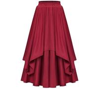 LAEMILIA Damen Renaissance Maxirock Vintage viktorianischer langer Rock hohe Taille Piratenröcke Retro Mittelalter Kostüme Übergröße Halloween Outfits Gothic Kleidung, rot, L