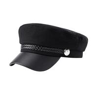 LAEMILIA Damen Schirmmütze Kapitänmütze Schiffermütze mit Kordel Elbsegler Mütze Kapitän Hut Visor Kappe Schwarz