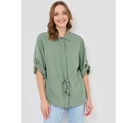 Längere Blusen-Jacke aus Leinen-Mix, khaki, Größe 40, Jeans Fritz
