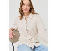 Längere Blusen-Jacke aus Leinen-Mix, sand, Größe 38, Jeans Fritz