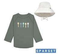 Lässig 2-tlg. Bade-Set Shirt & Sonnenhut - Palms - Deep Olive / Sea Salt