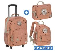 Lässig 3-tlg. Reise-Set - inkl. Trolley + Washbag + Rucksack - Happy Prints - Caramel