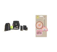 LÄSSIG 7-teiliges Schulranzen Set Kinder/School Set Boxy Unique Schwarz & Anhänger und Patches Set (3 STK.) mit Druckknopf/School Patches Set Happy