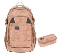 Lässig Bold Origin Schulrucksack-Set 2tlg mit Schlamperbox (Leaves Caramel)