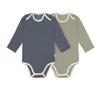 Lässig Cozy Colors Baby Langarm-Body aus Bio Baumwolle, 2er Pack 74/80 Blue/Olive