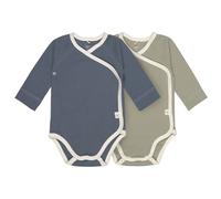 Lässig Cozy Colors Baby-Wickelbody Langarm aus Bio Baumwolle, 2er Pack 50/56 Blue/Olive