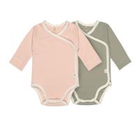 Lässig Cozy Colors Baby-Wickelbody Langarm aus Bio Baumwolle, 2er Pack 62/68 Powder Pink/Olive