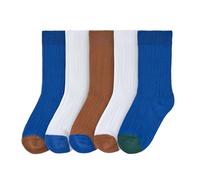 LÄSSIG Kinder Socken 5er Set gerippt bunt und stylish/Ribbed Socks Little Gang, Blau/Weiß/Karamell, Größe 23-26