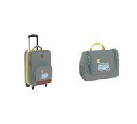 LÄSSIG Kinder Trolley Reisekoffer mit Packriemen und Rollen 18,3 Liter, 46 cm & Kinder Kulturtasche Waschbeutel Waschtasche Kulturbeutel zum Hängen, 20 cm/Mini Washbag Adventure Bus