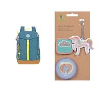 LÄSSIG Kinder Wanderrucksack Kinderrucksack & Anhänger und Patches Set (3 STK.) mit Druckknopf/School Patches Set Unicorn Glitter
