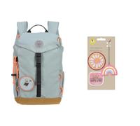 LÄSSIG Kinderrucksack Kindergartenrucksack Wanderrucksack wasserabweisend & Anhänger und Patches Set (3 Stk.) mit Druckknopf/School Patches Set Happy