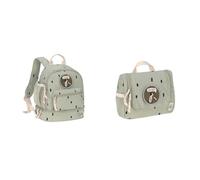 LÄSSIG Kinderrucksack mit Brustgurt Kindergartentasche Kindergartenrucksack 27 cm & Kinder Kulturtasche Waschbeutel Waschtasche Kulturbeutel zum Hängen, 20 cm/Mini Washbag Happy Prints Oliv