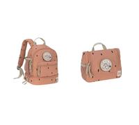 LÄSSIG Kinderrucksack mit Brustgurt Kindergartentasche Kindergartenrucksack 27 cm & Kinder Kulturtasche Waschbeutel Waschtasche Kulturbeutel zum Hängen, 20 cm/Mini Washbag Happy Prints Karamell
