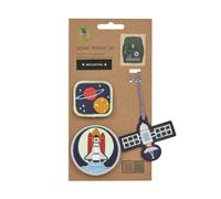 LÄSSIG Anhänger und Patches Set (3 Stk.) mit Druckknopf/School Patches Set Space