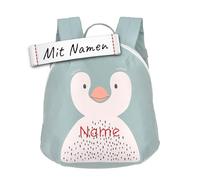 LÄSSIG Pinguin Kinder Rucksack mit Namen personalisiert, Kleiner Kinderrucksack für Kindergarten Kita, Mini Kindergartenrucksack, Kindergartentasche 3,5 L/Klein