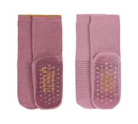 LÄSSIG Unisex Kinder Anti-Rutsch Socken 2er Set/Rosewood Größe 23-26