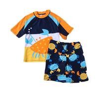 lässig uv badebekleidung, UV Badebekleidung Junge Zweiteiliger Badeshirt Kurzarm Schwimmshirt mit Badeshorts Sonnenschutz Rashguard Shirt Urlaub Bademode Schutzkleidung Schnelltrocknendes, Blau, 5XL