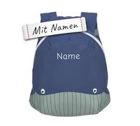 LÄSSIG Wal Kinder Rucksack mit Namen personalisiert, Kleiner Kinderrucksack für Kindergarten Kita, Mini Kindergartenrucksack, Kleinkind Kindergartentasche 3,5 L
