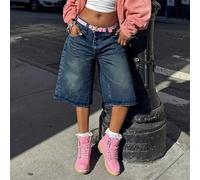 Lässige Bermuda-Shorts aus verwaschenem Streetwear-Denim für den Sommer