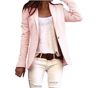 Lässige Blazer für Damen mit langen Ärmeln, Arbeits-Büro-Blazer, locker geschnitten, leicht, Sommer, offene Front, Anzugjacken, Outfit, 04 Rosa, 3XL