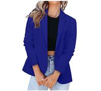 Lässige Blazer für Damen mit langen Ärmeln, Arbeits-Büro-Jacke, lockere leichte Sommer-Blazer mit offener Vorderseite, Anzugjacken-Outfit, 03 Blau, XXL