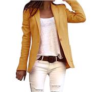 Lässige Blazer für Damen mit langen Ärmeln, Arbeits-Büro-Jacke, lockere leichte Sommer-Blazer mit offener Vorderseite, Anzugjacken-Outfit, 04 Khaki, S