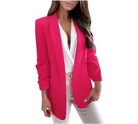 Lässige Blazer für Damen mit langen Ärmeln, Arbeits-Büro-Jacke, lockere leichte Sommer-Blazer mit offener Vorderseite, Anzugjacken-Outfit, 01 Hot Pink, 3XL