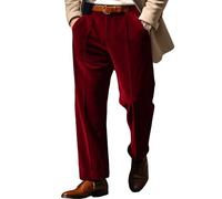 Lässige Cord-Faltenhose für Herren, entspannte Passform, Cordhose, gerades Bein, Plisseekleid, Herrenhose, weinrot, XL