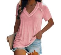 Lässige Damen-Oberteile mit V-Ausschnitt, Kurz-/Langarm-T-Shirts, Bluse, doppellagig, Kurzarm-T-Shirt, mit V-Ausschnitt, elegant, schlicht, Sommer, Kurzarm-Oberteile, lässige T-Shirts mit V-Ausschnitt