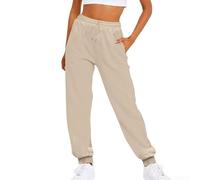 Lässige Damen-Sweathose mit Kordelzug und Beinbindung, für den täglichen Bürourlaub, Frühling, Winter, Hellgrau, Dunkelgrau, Schwarz, Grün, Aprikose (XL Aprikose)