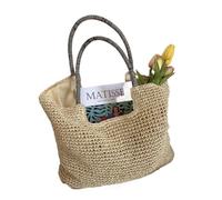 Lässige Damen-Unterarm-Schultertasche, Luxus-Design, Stroh, gewebt, große Kapazität, Handtasche, Sommer-Strandtasche, Shopper-Tasche Für Die Reise Zum Strand Im Urlaub(Beige)