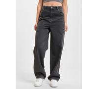 lässige DEF Damen Jeans Straight Fit Kordelzug Taschen mit Baumwolle Schwarz L