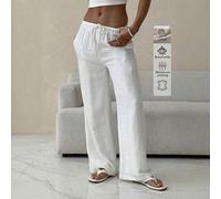 Lässige, elegante Pendler-Minimalist-Tageslauf-Leinen-Hosen, Sommer für Frauen, Casual Damen, Urlaub für Frauen, weiße Leinen-Hosen Frühling