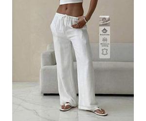 Lässige, elegante Pendler-Minimalist-Tageslauf-Leinen-Hosen, Sommer für Frauen, Casual Damen, Urlaub für Frauen, weiße Leinen-Hosen Frühling