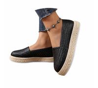 Lässige Espadrille im Casual-Stil mit gewebter Jutesohle, runder Zehenpartie und Design für bequemen Alltag. (Black-a, 43)