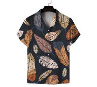 Lässige Hawaii-Hemden Für Herren Mit Camp-Kragen - Entspannte Passform, Kurzärmeliges Aloha-Hemd Mit Retro-Abstraktem Federdruck, Hip-Hop, Flippige Sommer-Strandurlaub-Männerbluse, Strickjacke,