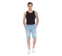 lässige Herren Stretch Jeans-Bermuda kurze Denim-Shorts Loose-Fit in angesagtem Vintage-Look 956411 Blau W38
