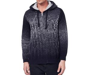 Lässige Herren Strick-Jacke mit Kapuze und Farbverlauf strukturierter Hoodie Cardigan 13390 Marine M