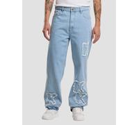 Bequeme Jeans KARL KANI "Karl Kani KK Patch Baggy Five Pocket Denim", Herren, Gr. 38, Normalgrößen, blau, 100% Baumwolle, unifarben, normal, Jeans (78666165-38) blau