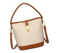 Lässige, luxuriöse Damen-Beuteltasche aus Stoff, Vintage-Stil, PU-Leder, Spleißen, geräumig, Umhängetasche, Handtasche, Braun, Böhmisch